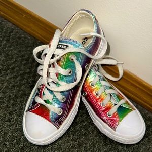 Rainbow Glitter Converse All Star Sneakers Sz 12